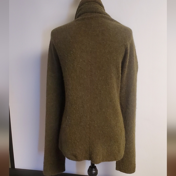 Eileen Fisher Olive Green  Merino Wool Alpaca Plush Melange Cardigan Sweater XS - Picture 8 of 10